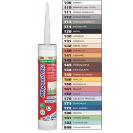 MAPEI MAPESIL 110 AC SILICONE PER FUGHE COLORATO ACETICO SIGILLANTE  ANTIMUFFA 310 ML