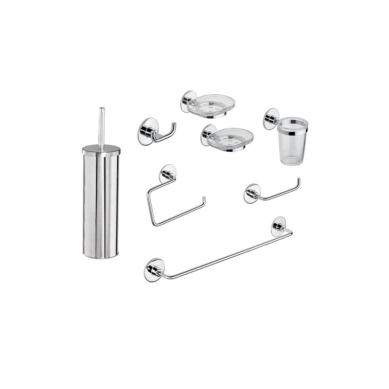 Set 5 pz accessori bagno in acciaio inox Quattro Chrome