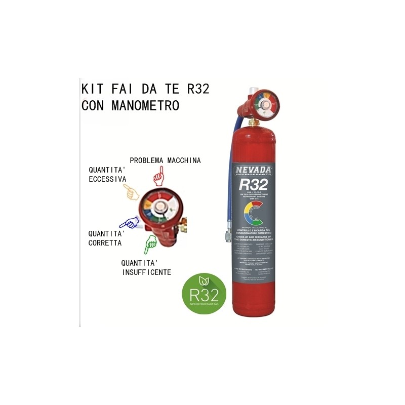 GAS R32 REFRIGERANTE RICARICA PER CLIMATIZZATORI KIT FAI DA TE CON