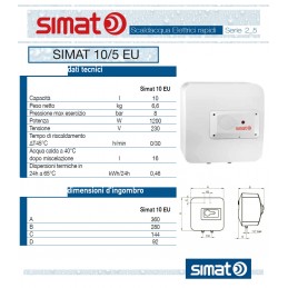 Scaldabagno Elettrico Boiler Ariston 10 Lt 1200W Sopralavello 10UEU