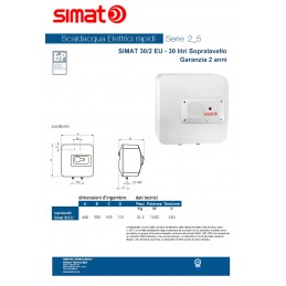 SCALDABAGNO ARISTON SIMAT 30 LT ELETTRICO SCALDINO BOILER